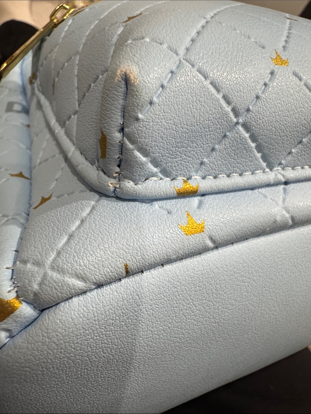 Disney Pale Blue Quilted Mini Backpack with Gold Cinderella Castle Emblem - Picture 7 of 9